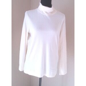 KORET BRAND WOMENS LONG SLEEVE CRÈME COLORED TURTLENECK SIZE SMALL bn240